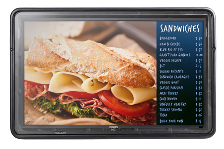 The Display Shield weatherproof display enclosure which reduces glare